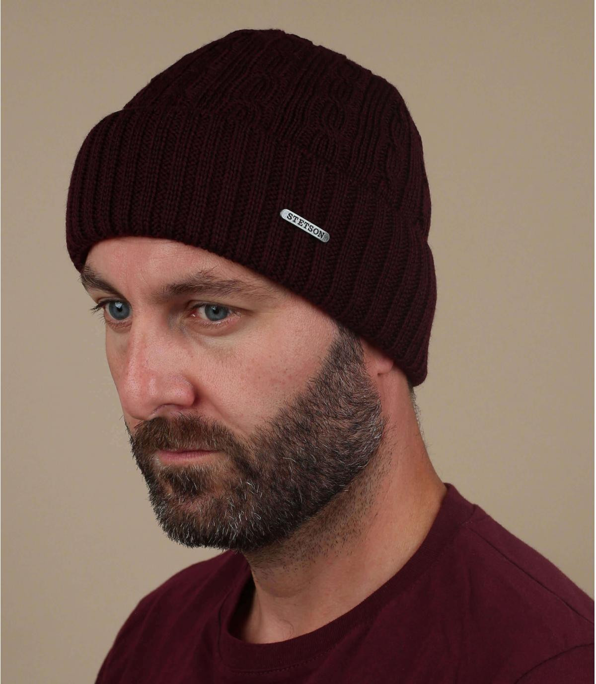 burgundy cuffed beanie wool Beanie Wool burgundy